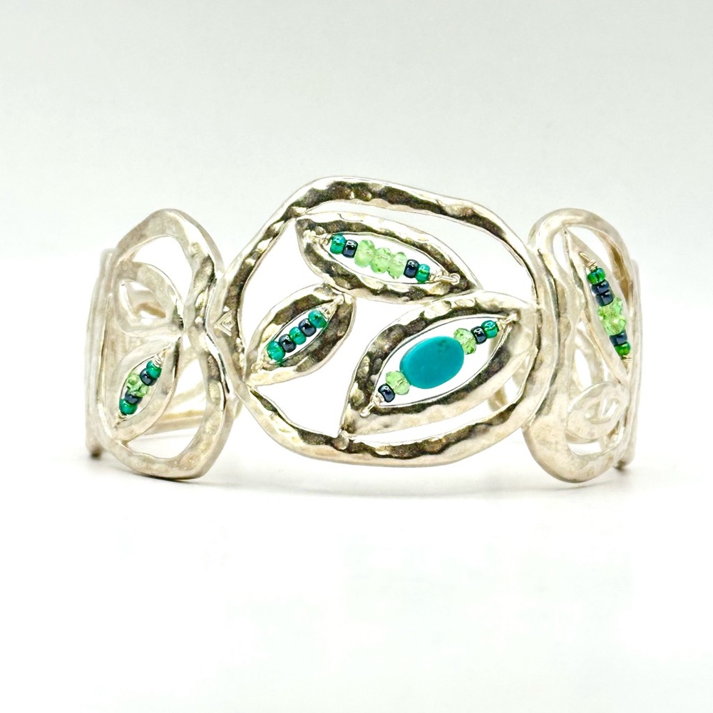 Silpada Retired B2182 Garden Party Sterling Silver & Turquoise Cuff